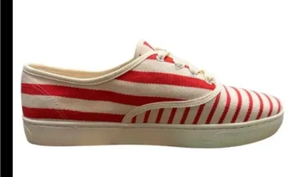 Soludos Women’s Size 9.5 Red White Striped Canvas Sneakers Shoes Brand New #2112