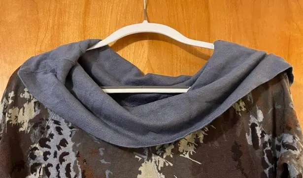 Vivienne Tam Oversized Abstract Sweater Tunic Dress Large Collar Blue Gray Large