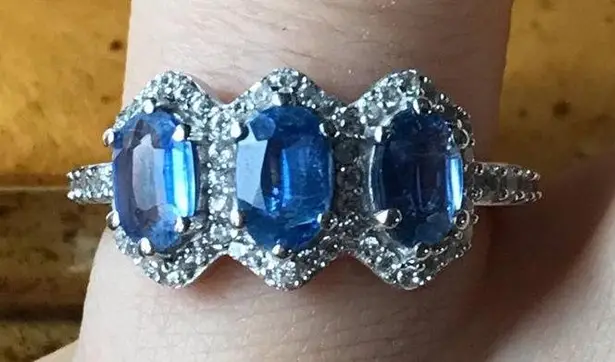 Natural Kyanite Sterling Silver Ring Size 6.75 Blue