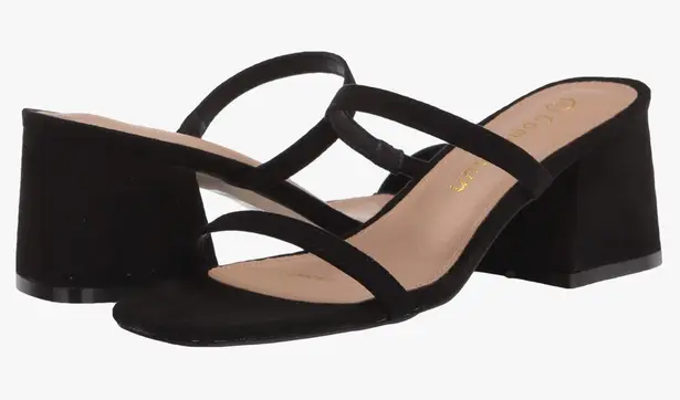 NWOB Women Low Block Heels Mules Open Toe Ankle Strap Sandals Square Toe Pumps Black Size 7