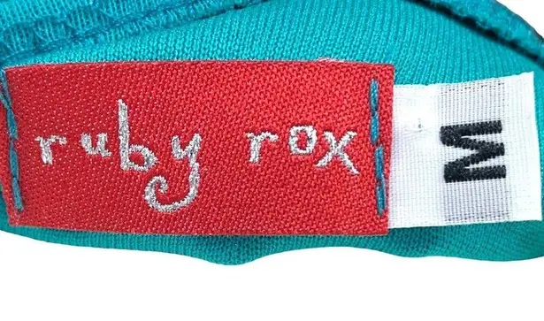 Ruby Rox Teal Chiffon Pleated Dress S Rhinestone Belt Bow Tie Knee Length Cocktail Prom