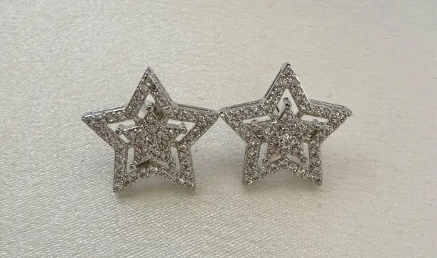 CZ Star Stud Earrings for Men Women Streetwear Punk Hip Hop Unisex Style Silver