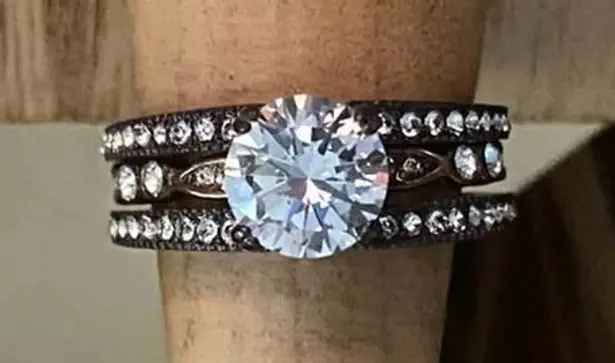 IP Dark & Light Brown Stainless Steel CZ Ring size 8