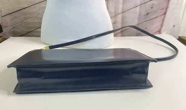 Vintage EROS Womens Navy Blue Leather Shoulder Bag Made In England