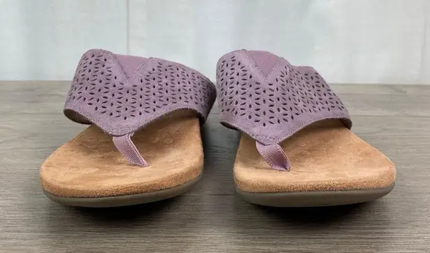 Vionic Lilac Purple Laser Cut Leather Nikki Back Strap Sandals Sz.10