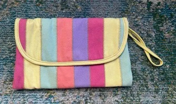 Vintage 80/90s cotton rainbow striped wristlet purse Multiple
