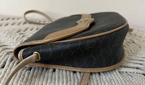 Christian Dior DIOR Honeycomb Black & Tan Leather Crossbody Bag