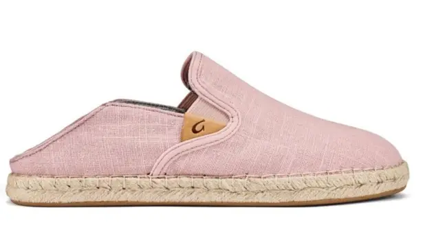 Olukai Pink Rose Sea Salt Canvas Women's Kuala Pa'a Kapa Slip On Espadrille