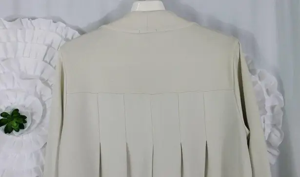 LILLA P Asymmetric Cotton Jacket Coat Ivory Pleated Back Soft Jersey Size Medium