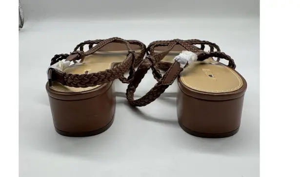 NWD J. Crew Braided Strappy Heels Size 12 Vegan Leather Chocolate Brown
