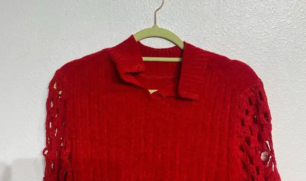 Michael Simon Red Cropped Sample Vintage Sweater Sz M Size M - Image 3