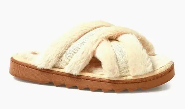 Dearfoams Astrid Crossband Slides Creme Brulee size XL