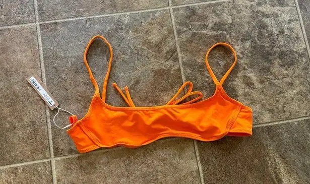 SKIMS New  Signature Swim Micro Scoop Bikini Top Orange Size Large