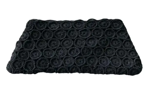 Vintage CORDE 1940’s Black Woven Circle Design Crochet Oversized Clutch Bag