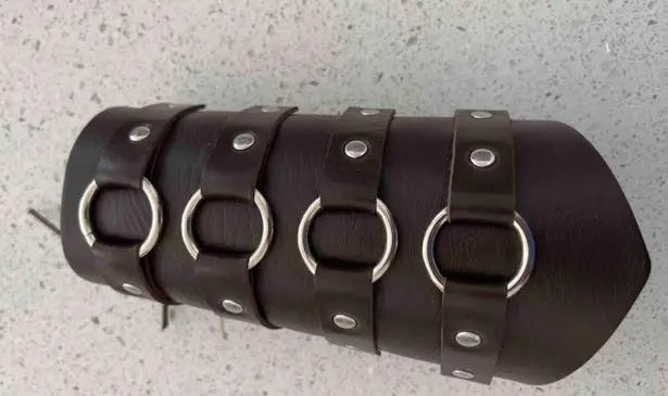 Unisex Leather Brown O Ring Bracer Fantasy New