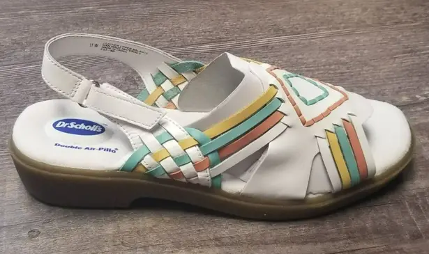Dr Scholls Vtg Womens Huarache White Leather Aztec Santa Fe Strappy Sandal 11W Size 11