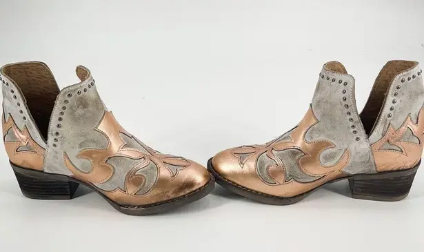 Corral Circle G Copper Overlay Cut Out Ankle Boots Booties Size 5.5