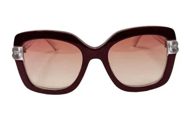 Bally Oversized Square Butterfly Sunglasses Bordeaux Red with case BY0020H