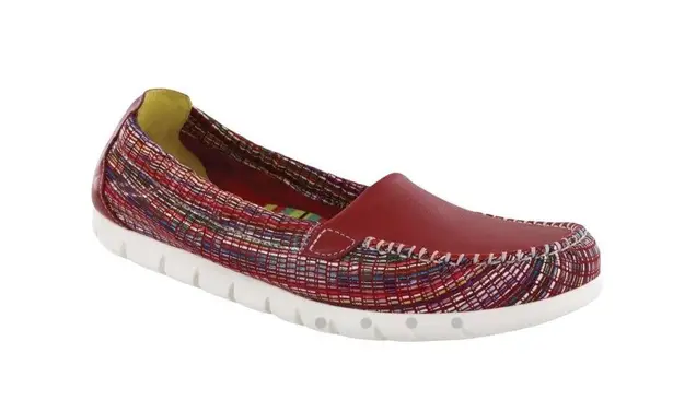 SAS Sunny Slip On Leather Loafer Women 9N Red/Rainbow Everyday Comfort Made USA Red Size 9