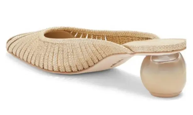 Cult Gaia ππ Alia Mule Sculptural Ball Heel Pointed Toe Natural Raffia EU 39.5