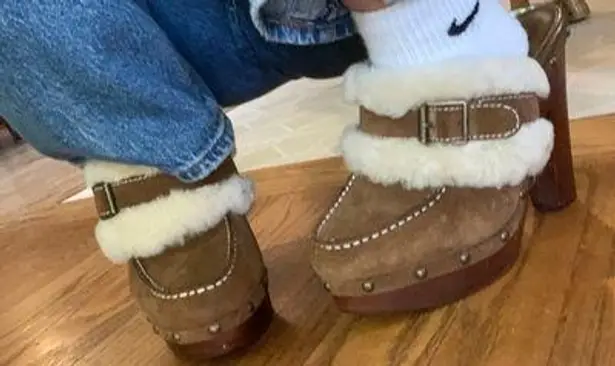 Ralph Lauren Designer Shearling Fur Platform Clogs