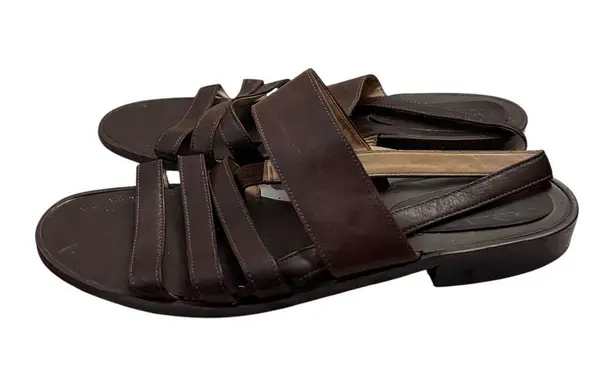 Laura Scott Vintage Y2K Strappy Slingback Sandals Low Heel Brown 9M