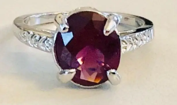 Amethyst New Oval Sterling Silver Ring Size 7