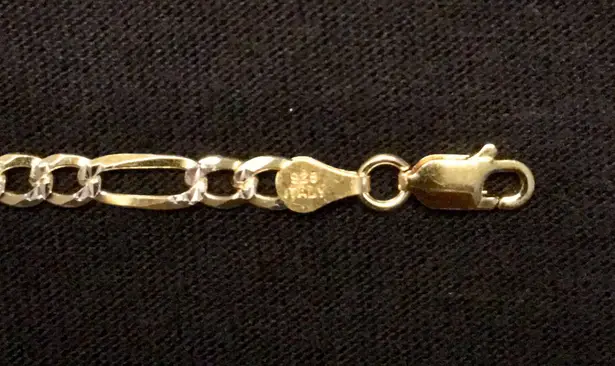 Gold Chain Figaro Two Tone 20in 4mm .925 Italy