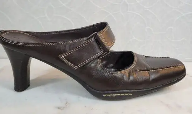 Aerosoles Two Beauty Womens 9.5 Brown Leather Mary Jane Square Toe Open Back