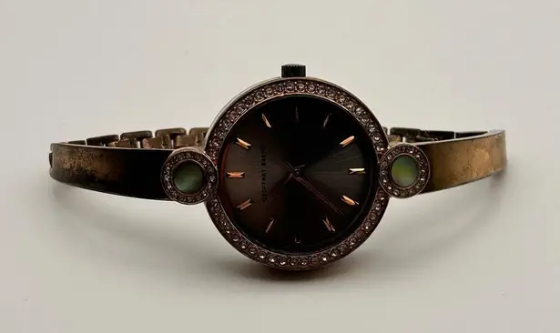 Geoffrey Beene Crystal Rose Gold Silver Tone Women’s Watch Working New Battery