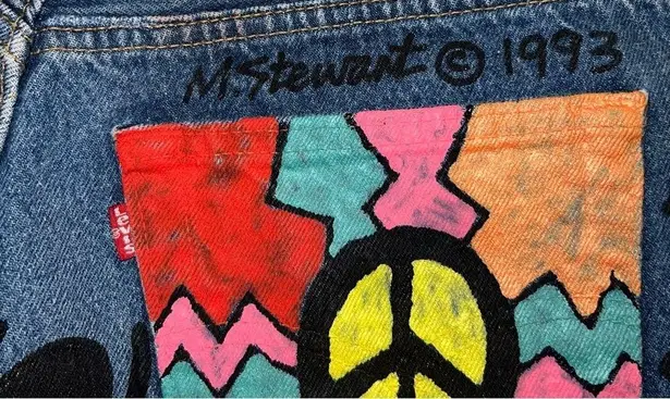 Vintage Levi’s 1993 M. Stewart “The Dance” Artwork Reworked Made in USA Skirt Blue Size 4