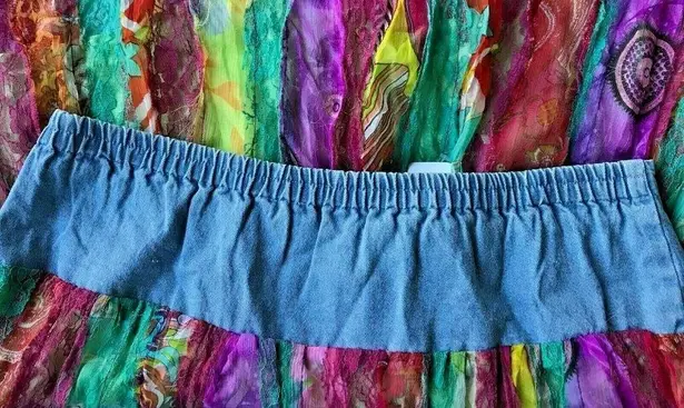 Sandy Brand Skirt XL NWT Artsy Festive Front Button Elastic Stretch ba…