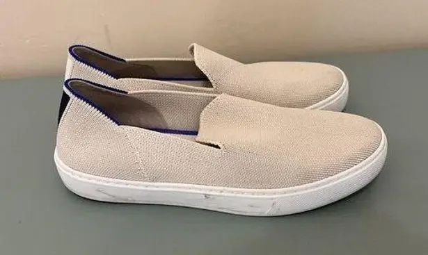 Rothy's  The Sneaker Slip on Shoes in Sand With Blue Trim Women’s Size 7