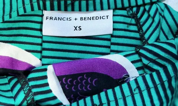 Francis + Benedict • pleated skirt African wax print cotton birds green purple Size XS