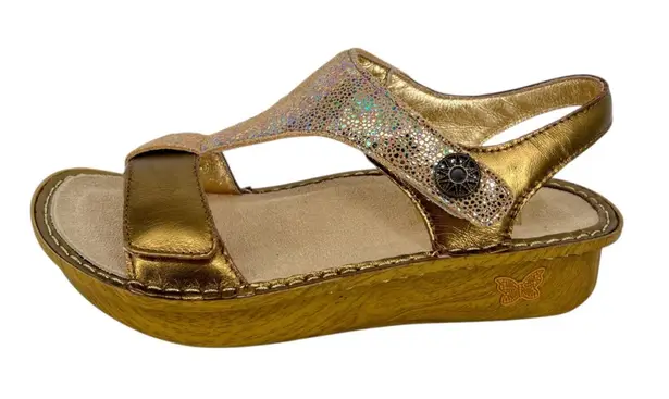 Alegria Kendra Gold Leather Luminescent Accent Sandals Size 38 8