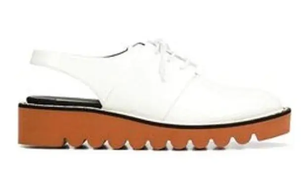 Stella McCartney Vegan Leather Slingback Oxfords Shoes White Women's Size 38/7.5