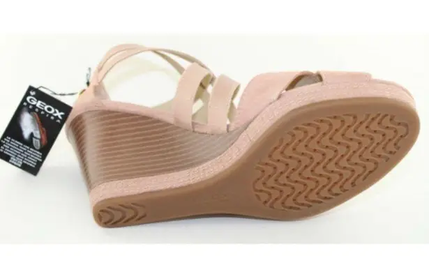 Geox D Sibilla Powder Pink Suede Wedge Heels 9.5