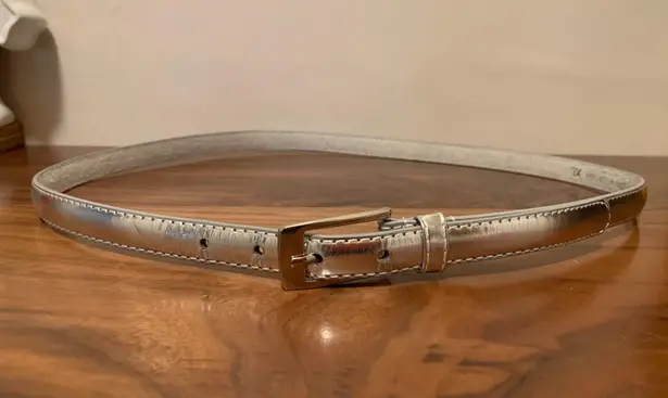 Women’s silver metallic leather belt XL