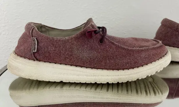 Hey Dude Womens Burgundy Wendy Fabric Drawcord Casual Slip On Loafer Shoes