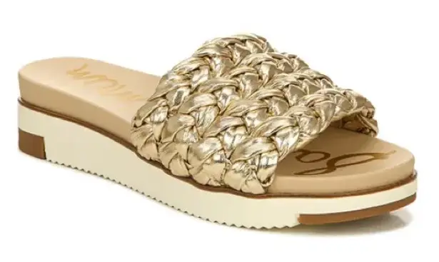 Sam Edelman  Ainslie Braided Slide Sandal Gold Leaf Metallic