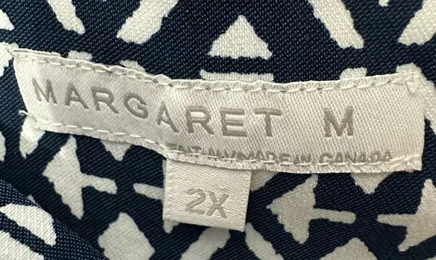Margaret M Pull On Pencil Skirt Size 2X Blue And White Geometric Print Slimming