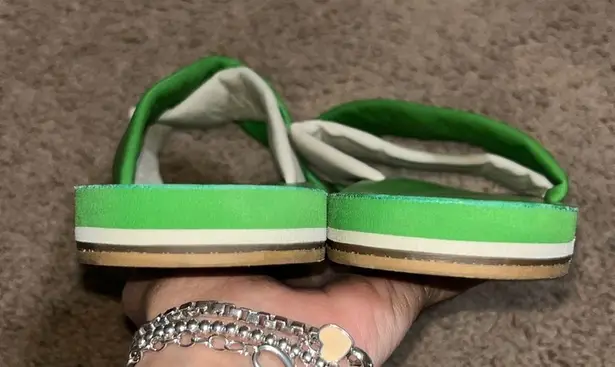 Frances Valentine Criss Cross Cloud Slide Sandals Green Cream 11