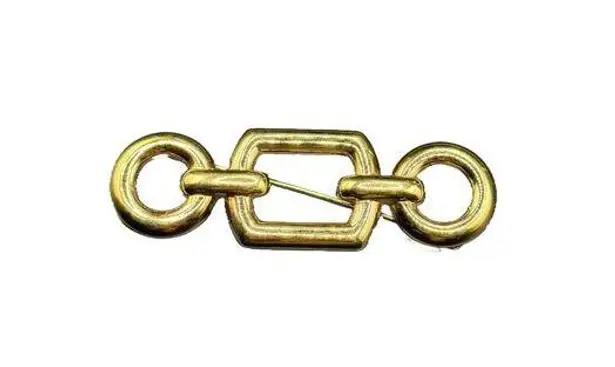 Monet Vintage Gold Tone Square Circle Textured Brooch Pin