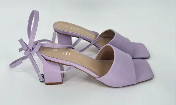 Asos Raid Naya Tie Ankle Mid Heeled Sandals In Lilac US 7 Purple