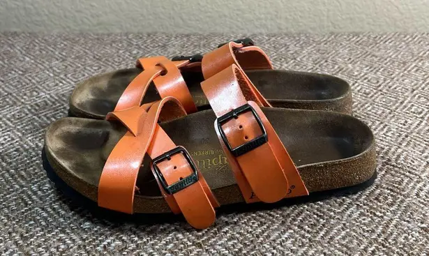 BIRKENSTOCK BIRKIS NEPAL SANDALS ORANGE Criss Cross Straps Sz 36 Casual Comfy