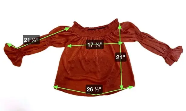 Lavish Off Shoulder Ruffle Puff Sleeve Blouse Burnt Orange Size Medium