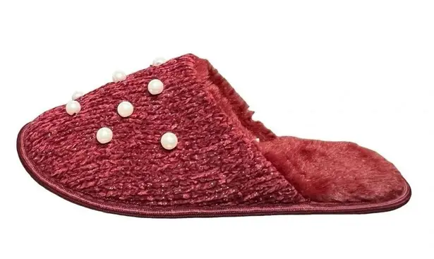 NEW PLUSH SLIPPERS BURGUNDY SLIP
