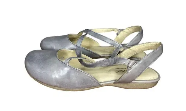 Josef Seibel Fiona 13 Light Blue Grey Leather Flats Cross