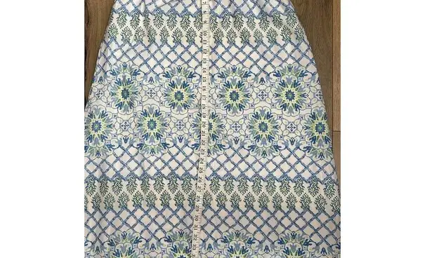 J. McLaughlin  Small Lanai Maxi Skirt Bamboo Blossom Cotton Silk Blend Blue White