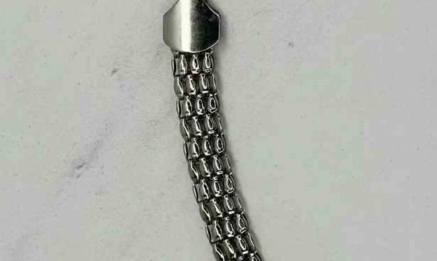 Rhinestone Heart Flower Chain Belt Y2K Silver Tone Metal Links OS ✨